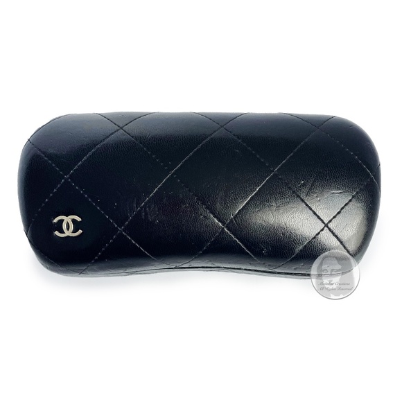 Chanel Eye Glass Case Black Matelasse Quilted Silver CC Logo Needs Repair - Picture 1 of 10